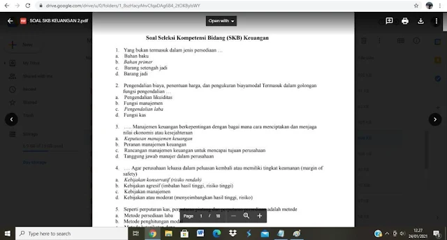 Contoh soal tes P3K Bidang Keuangan 2 dan Kunci Jawaban