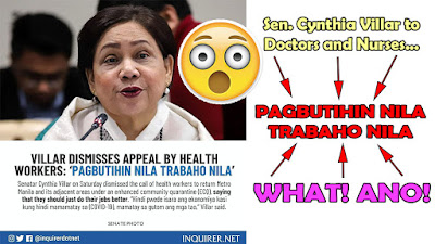 Senador Cynthia Villar Reply To Medical Frontliners Regarding Covid19