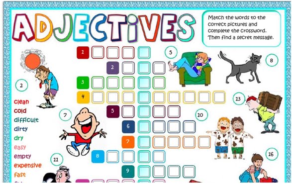 Adjectives. Try to complete the crossword.