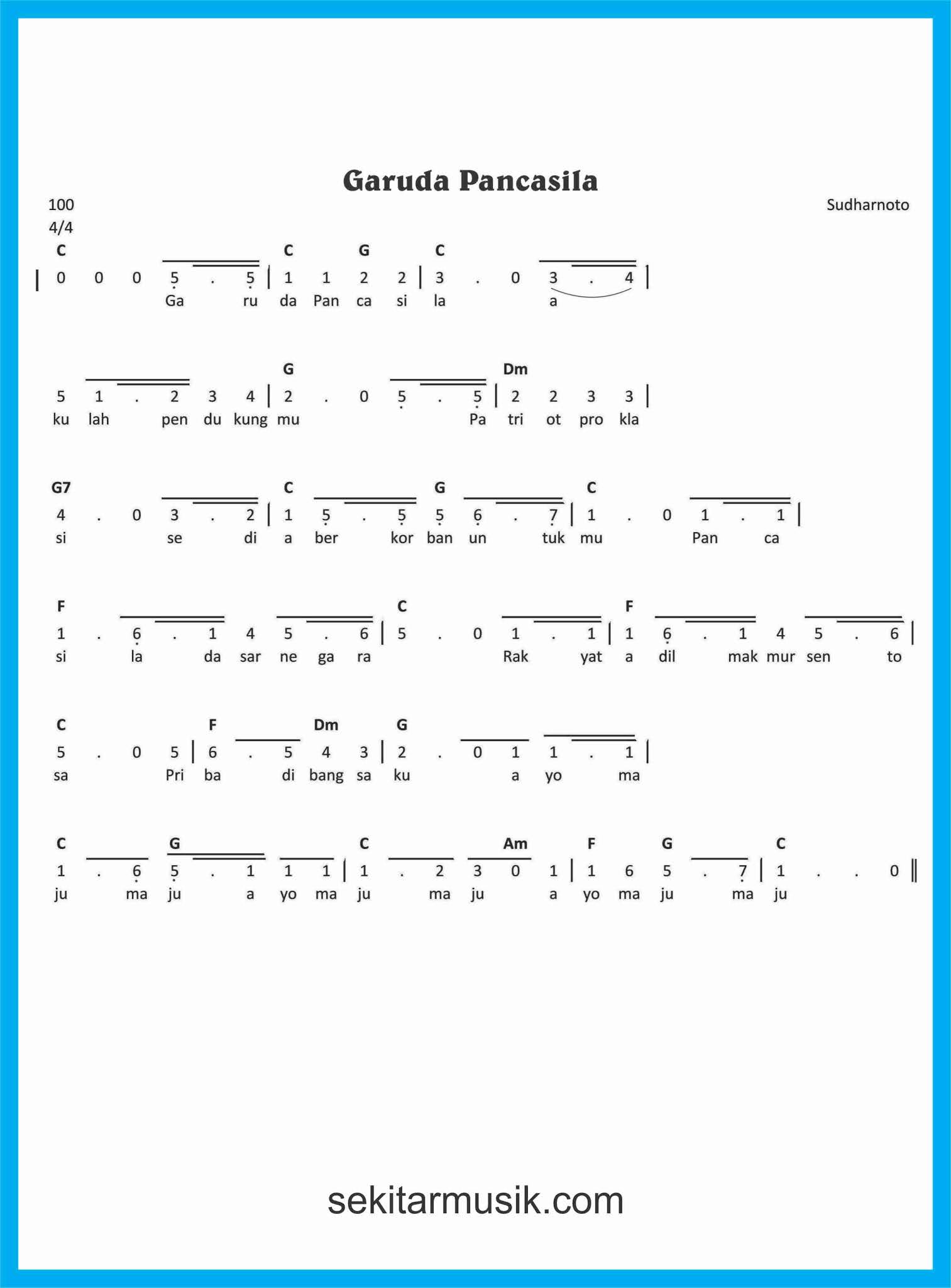 Not Angka Lagu Garuda Pancasila SEKITAR MUSIK