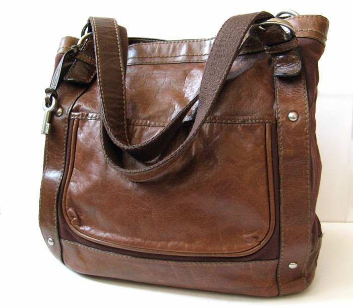 FOSSIL BROWN LEATHER TOTE BAG LARGE FOSSIL ESTATE LEATHER BAG