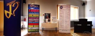 Printed roller banners at an exhibition
