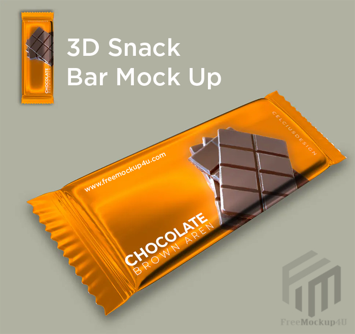 3D Snack Bar PSD Mockup Free Download