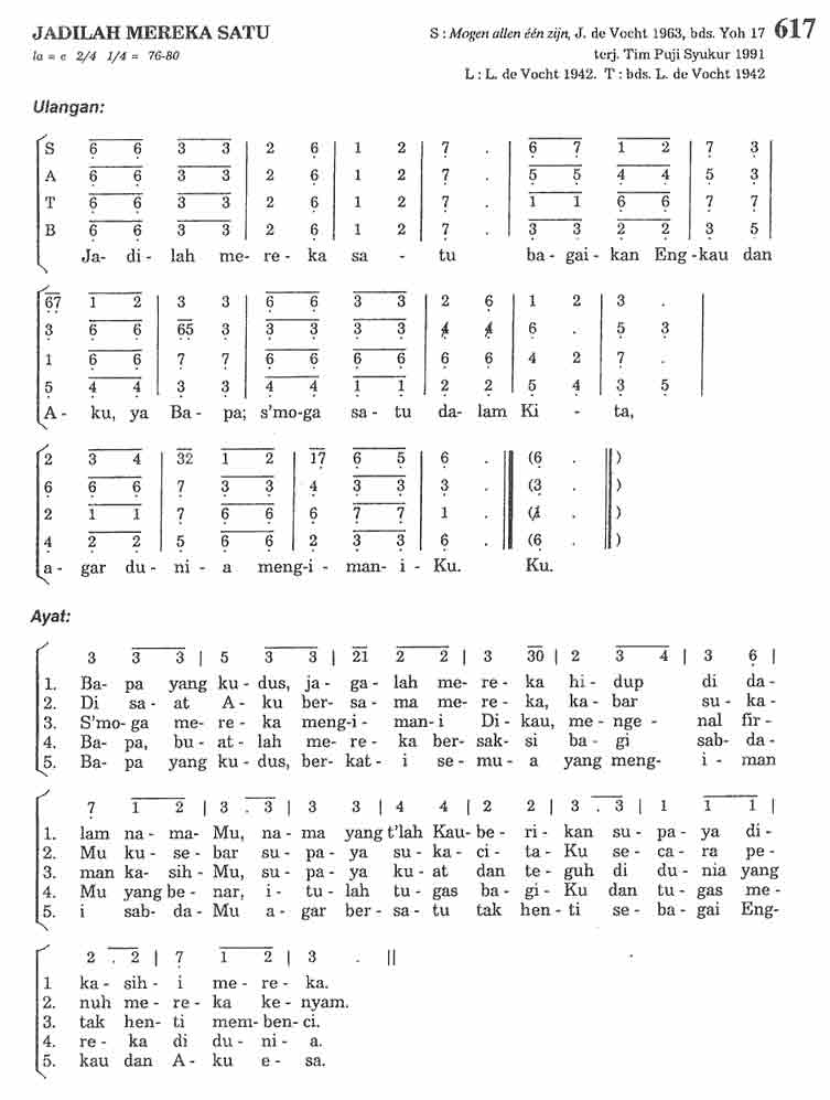 Puji Syukur 617 Jadilah Mereka Satu Puji Syukur 617 Jadilah Mereka Satu