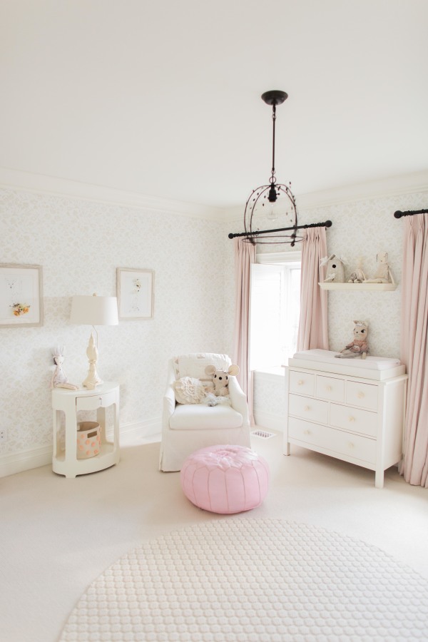 Soft pinks and white nursery colors