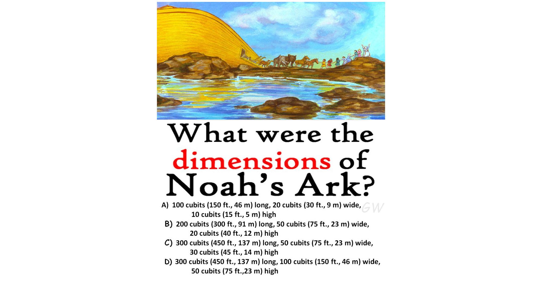 What were the dimensions of Noah’s Ark? BIBLE QUIZ