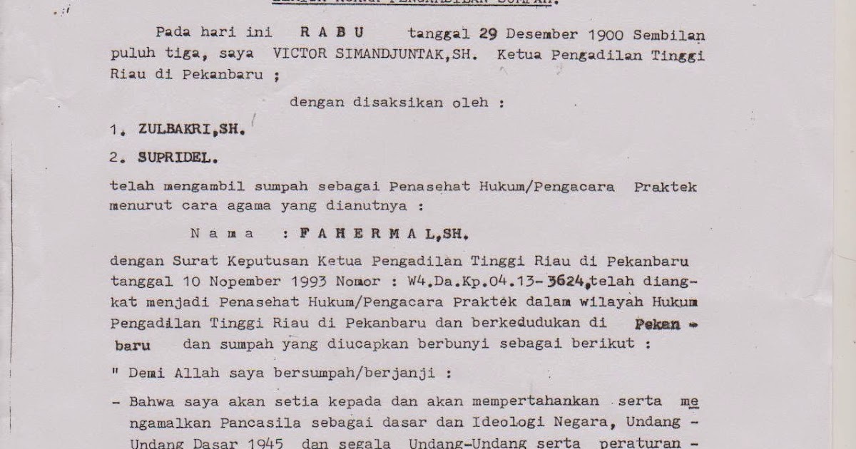 Berita Acara Sumpah Advokat