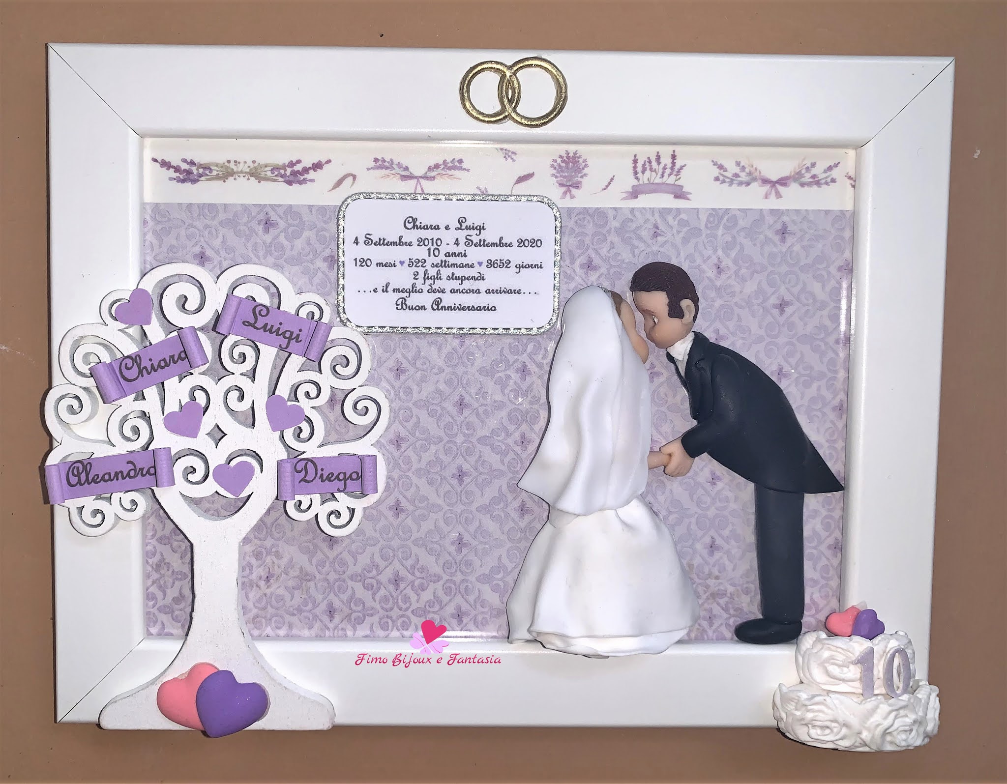 Regalo 10 Anni Matrimonio Amici Fimo Bijoux e Fantasia: Quadretto per i 10 anni di matrimonio. Idea regalo