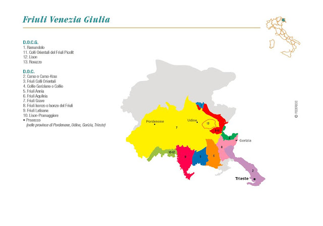 Map of Friuli-Venezia Giulia wine region Italy
