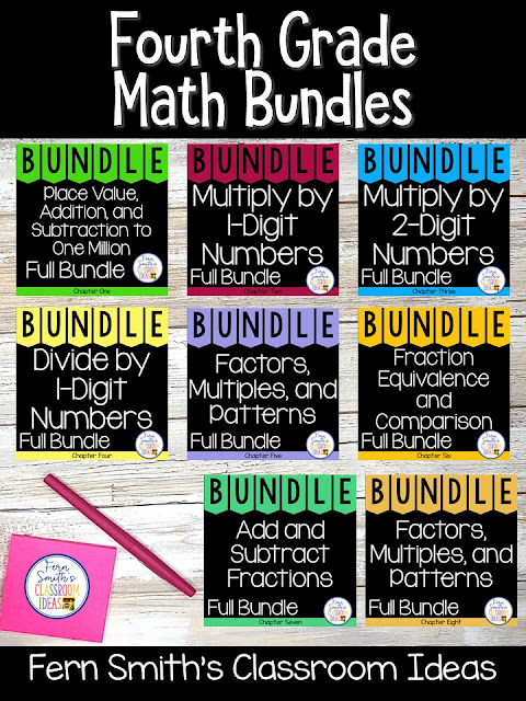 You can click on the picture or the caption below it to arrive at my TpT store already sorted for the grade level items you want for your class. Fourth Grade Go Math Bundles for Your Fourth Grade and Fifth Grade Students. #FernSmithsClassroomIdeas