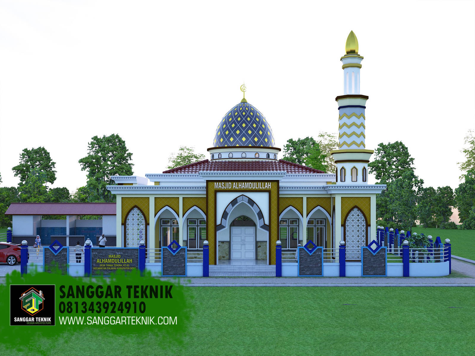  DESAIN  MASJID  MINIMALIS 15X15 1 LANTAI SANGGAR TEKNIK