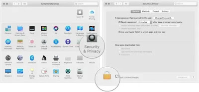 Navigating to security and privacy settings macOS