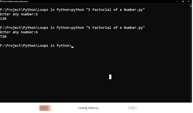 10 Program to calculate factorial of a number using python ~ Coding Atharva