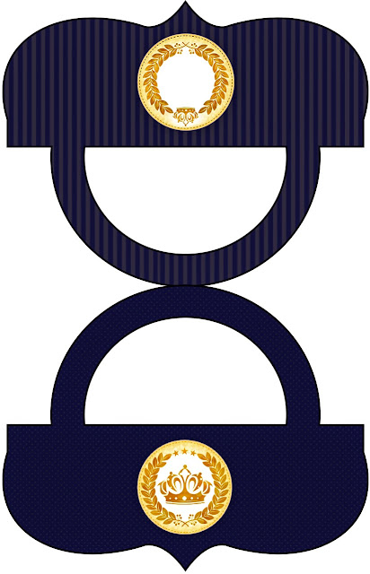 Etiquetas de Corona Dorada en Fondo Azul para imprimir gratis.