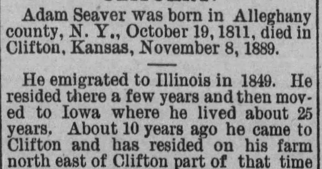 GeneaMusings Seavers in the News Adam Seaver Dies in Clifton