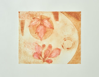 Collagraph print using pressed plant materials