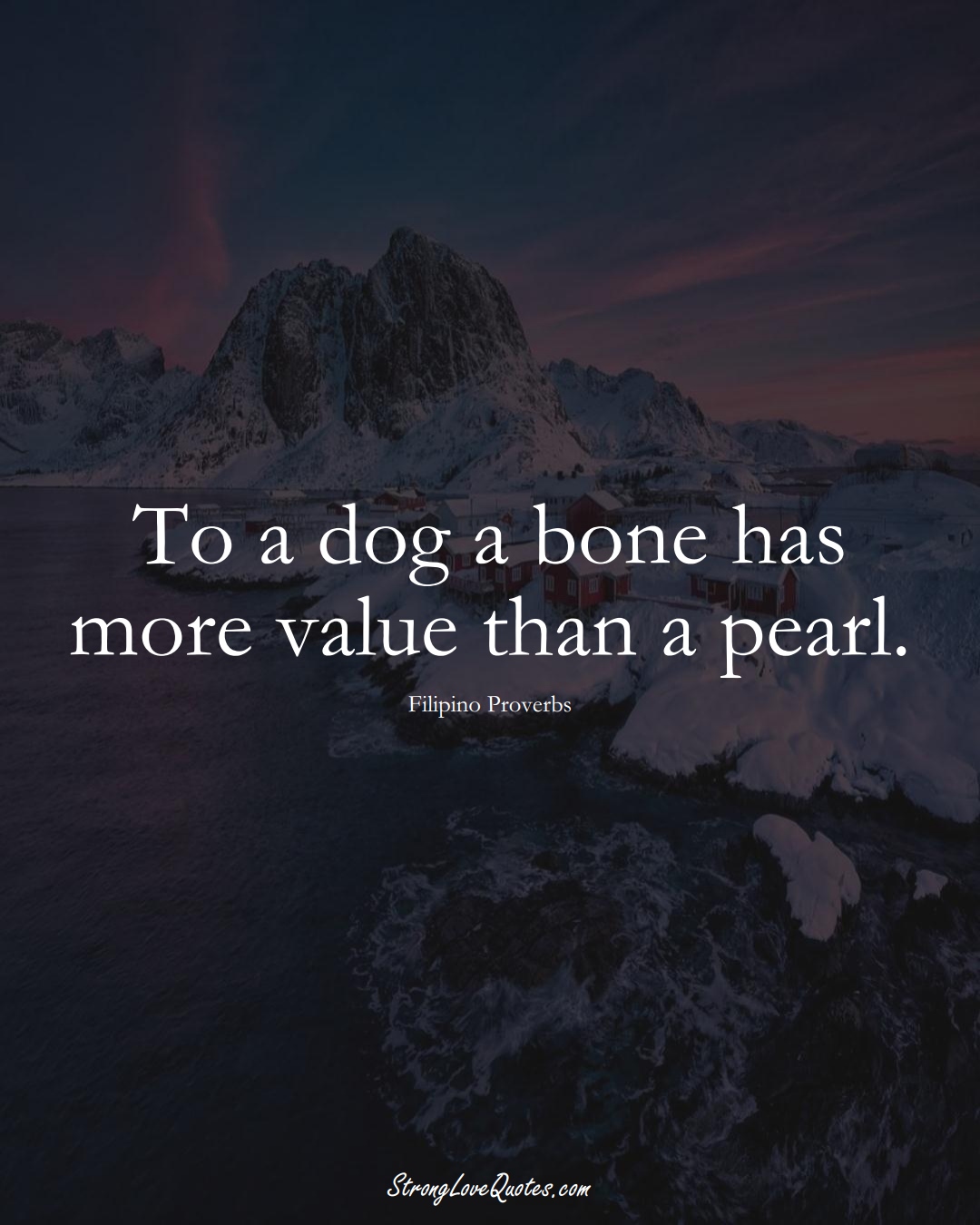 To a dog a bone has more value than a pearl. (Filipino Sayings);  #AsianSayings