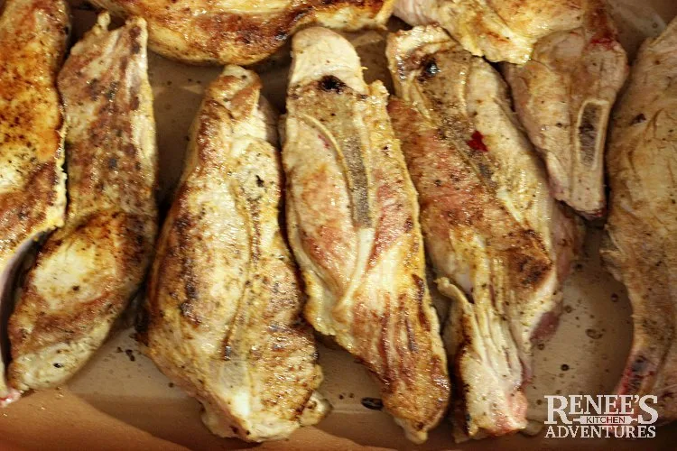 Seared Country Style Ribs ready for toppings in roasting pan