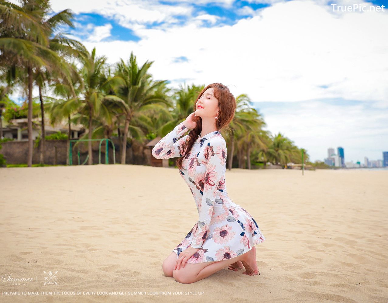 Image Korean Fashion Model - Kim Hee Jeong - Pink Fantasy Flamingo Swimsuit - TruePic.net - Picture-17