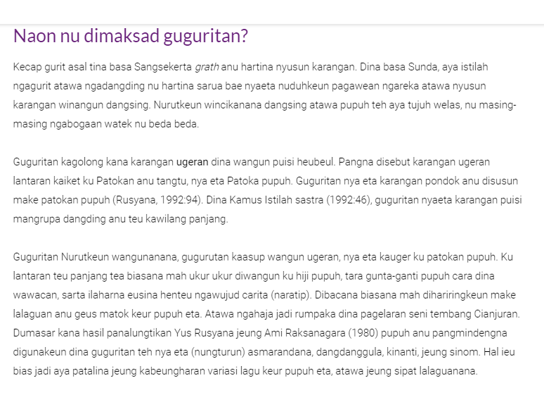 Contoh Guguritan Sunda Bahasa Sunda