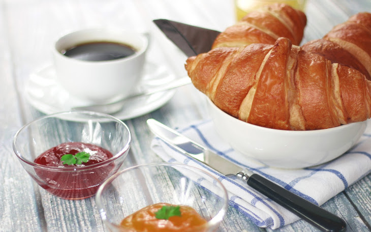 Breakfast with Coffee and Croissant