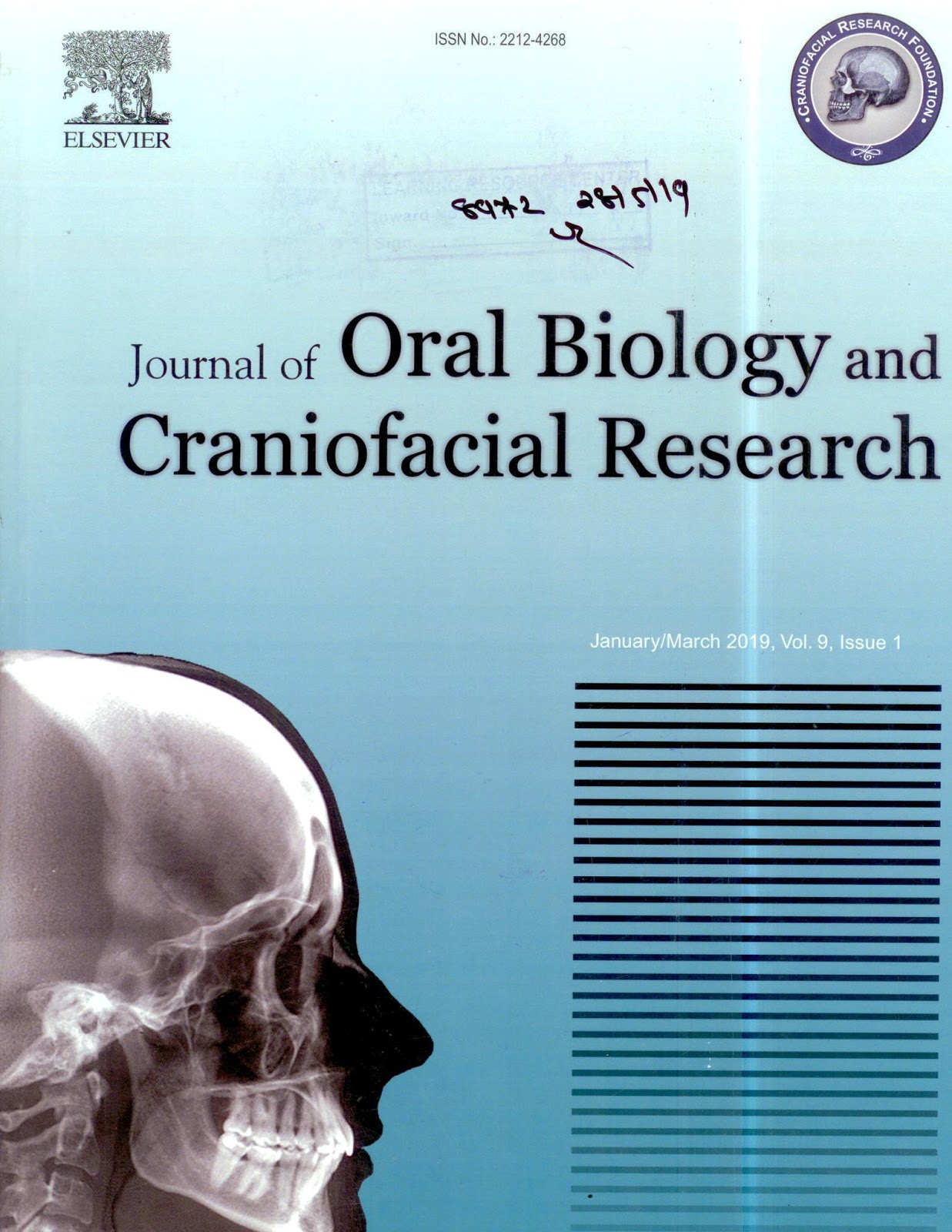 https://www.sciencedirect.com/journal/journal-of-oral-biology-and-craniofacial-research/vol/9/issue/1
