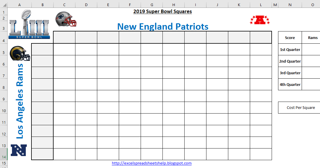 Excel Spreadsheets Help Super Bowl Squares Template 2019 SuperBowl