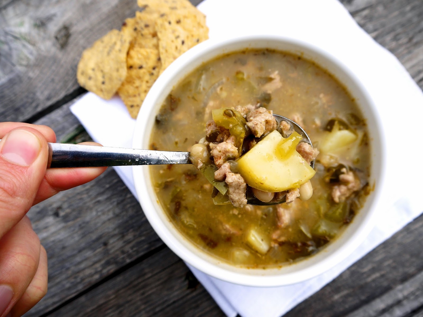 Eighty Twenty 80 Chunky Turkey Tomatillo Chili {CrockPot Recipe}