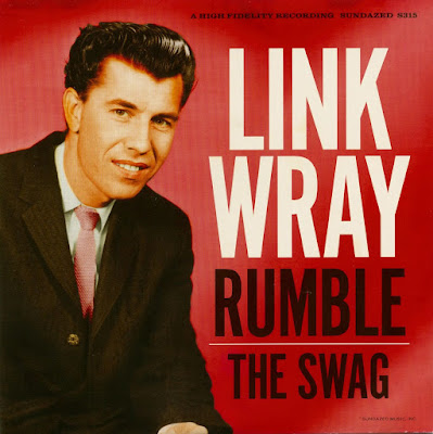 The cover of the single,  A-side "Rumble" B-side "Swag" by Link Wray 1958