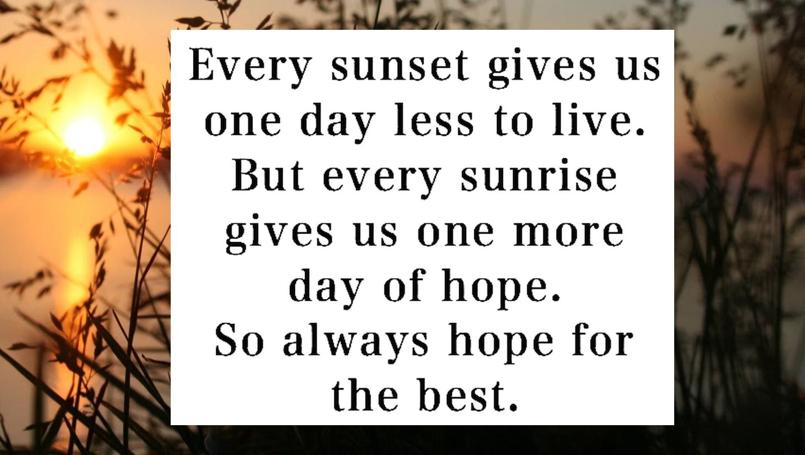 Always hope for the best!