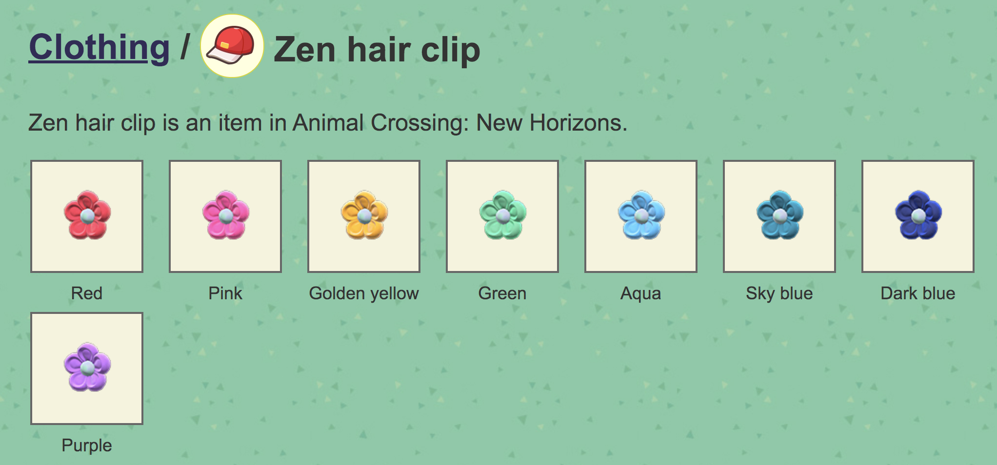 I made some Zen Hair Clips from Animal Crossing New Horizons