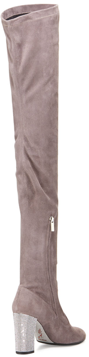 Rene Caovilla Suede 90mm Over-the-Knee Boot, Gray