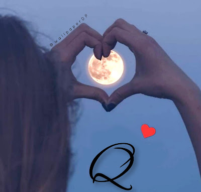 Beautiful Moon with Hand Heart complete Alphabets Letter Dpz for Facebook, Whatsapp Instagram Download Free.