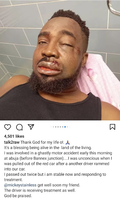 Nigerian Rapper, Mr Raw survives ghastly motor accident (photos/video)