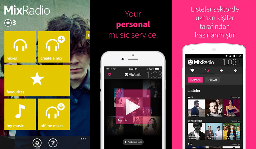 mixradio ios android windowsphone ekran resim rooteto