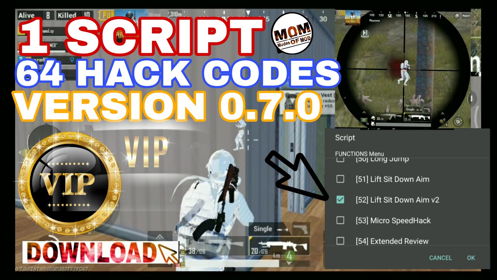 PUBG MOBILE VIP LUA SCRIPT 1 SCRIPT 64 HACKS DOWNLOAD ... - 