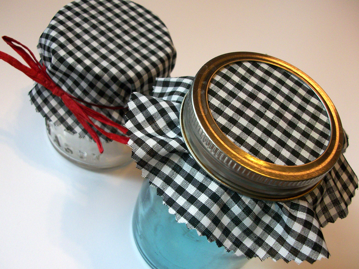 Colorful Adhesive Canning Jar Labels Black & White Gingham cloth jar