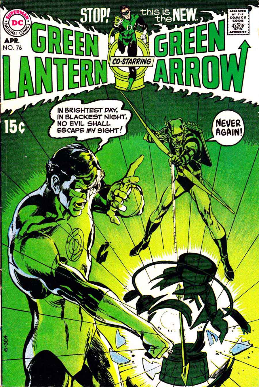 Green Lantern Green Arrow #76 bronze age 1970s dc comic book cover art by Neal Adams