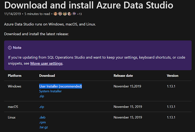 Installing Azure Data Studio