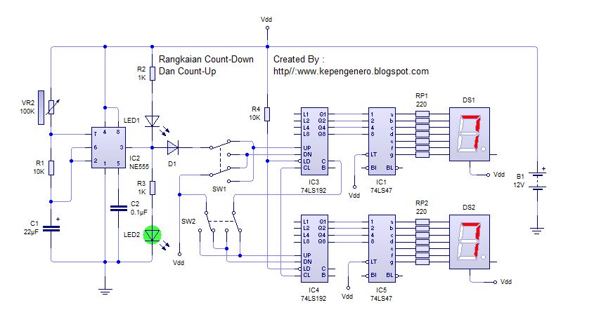 Countdown Timer Circuit Diagram 74192