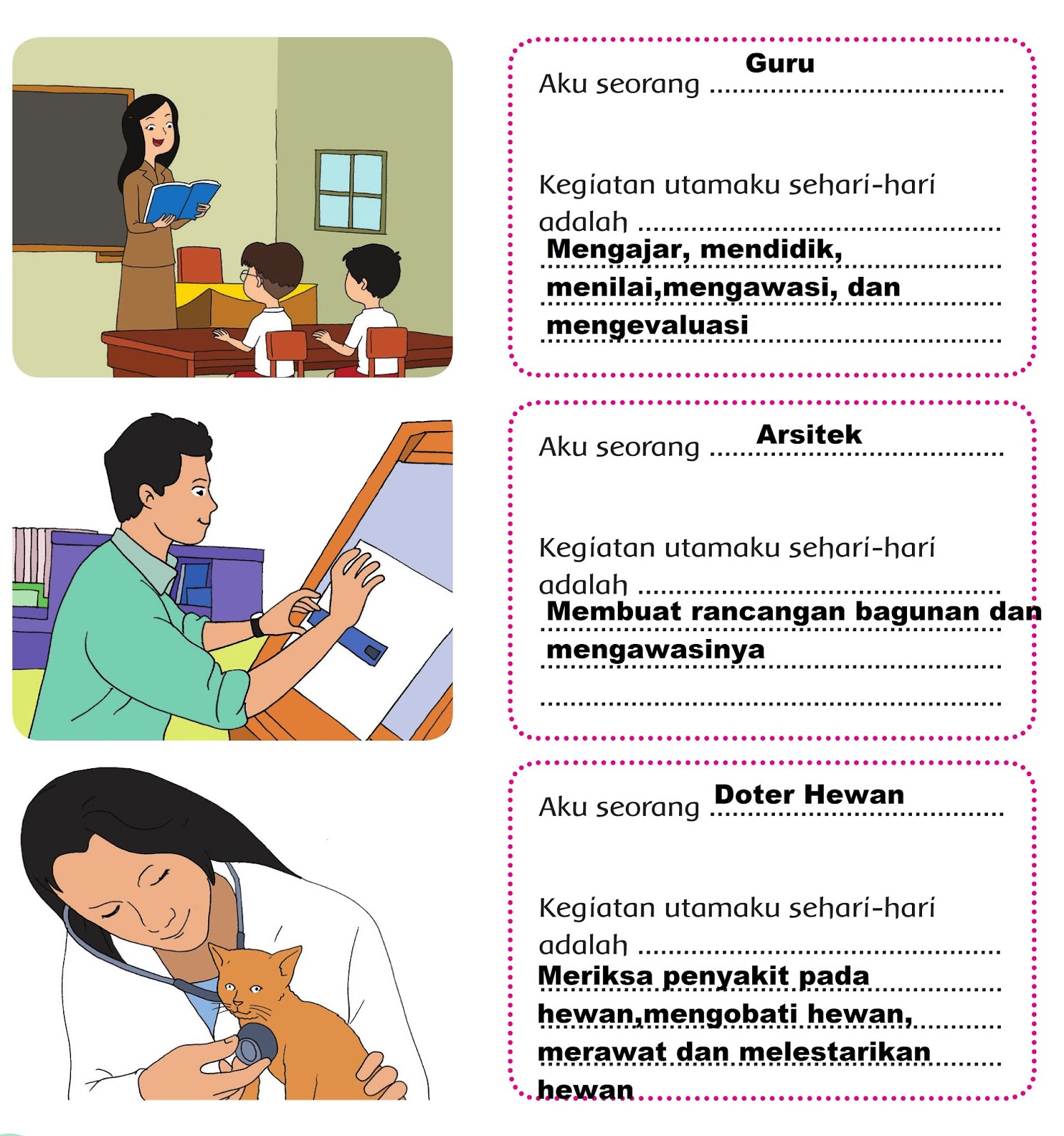 Aku dan cita citaku,Kunci Jawaban Buku siswa Tema 6 Kelas