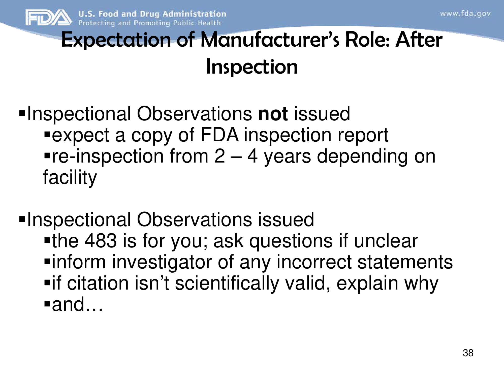 FDA Approaches to GMP Inspection Guidelines