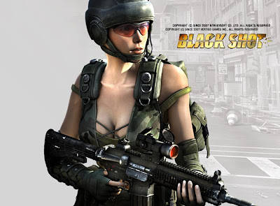 Blackshot Soldier Girl with Rifle and Sunglasses HD Game Wallpaper