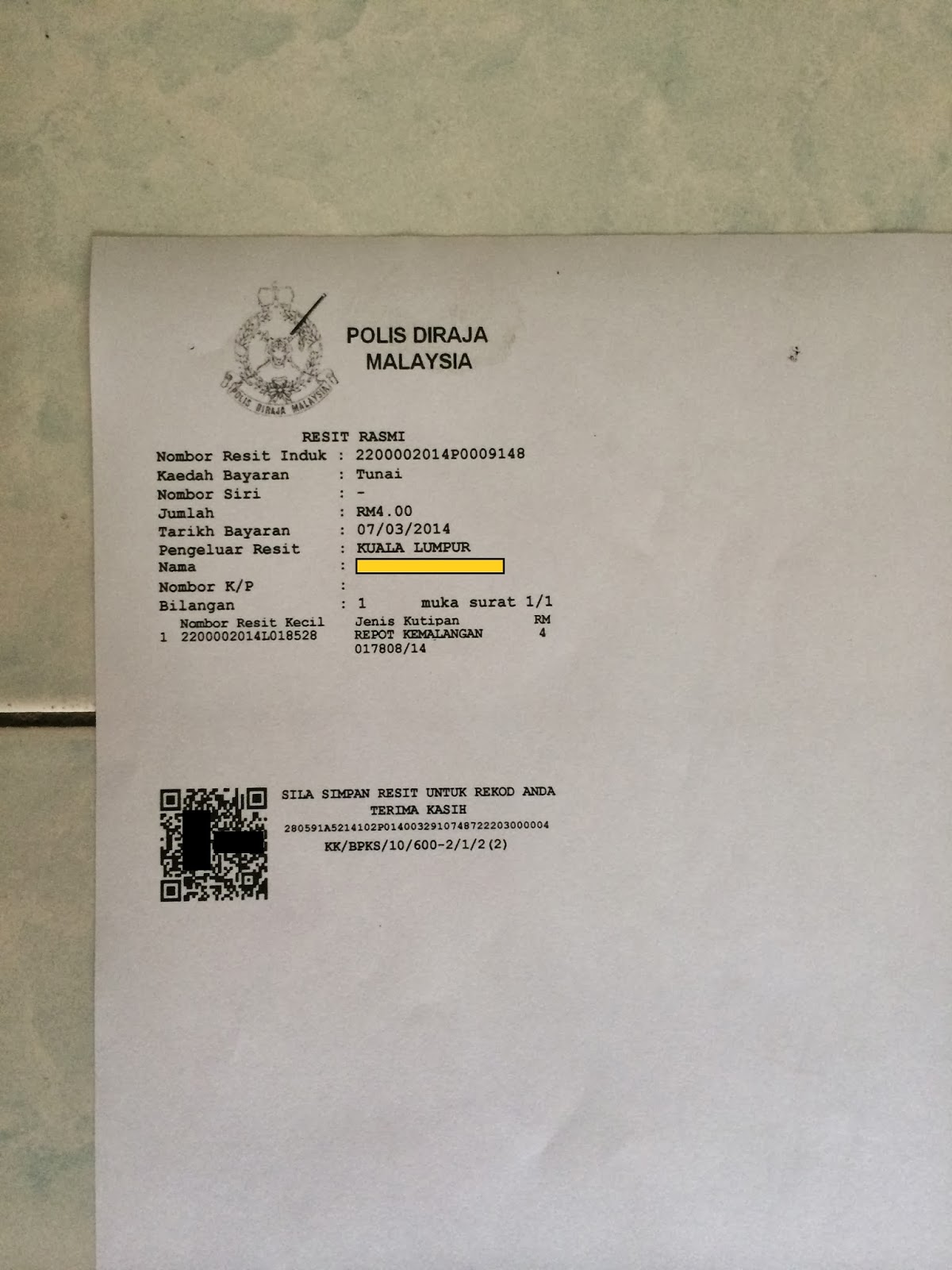 Bayaran Report Polis Kemalangan