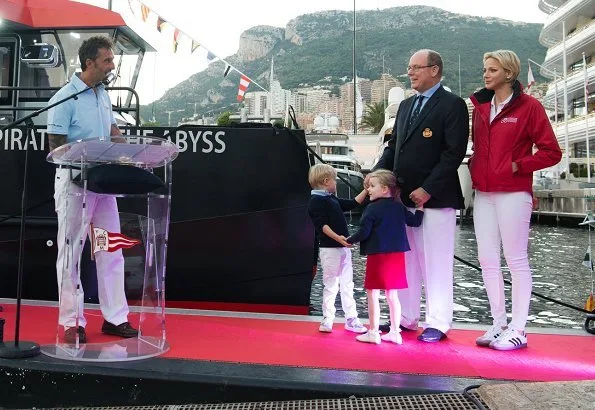 Princess Charlene and their twins Crown Prince Jacques and Princess Gabriella attended the christening ceremony at Monaco Yacht Club