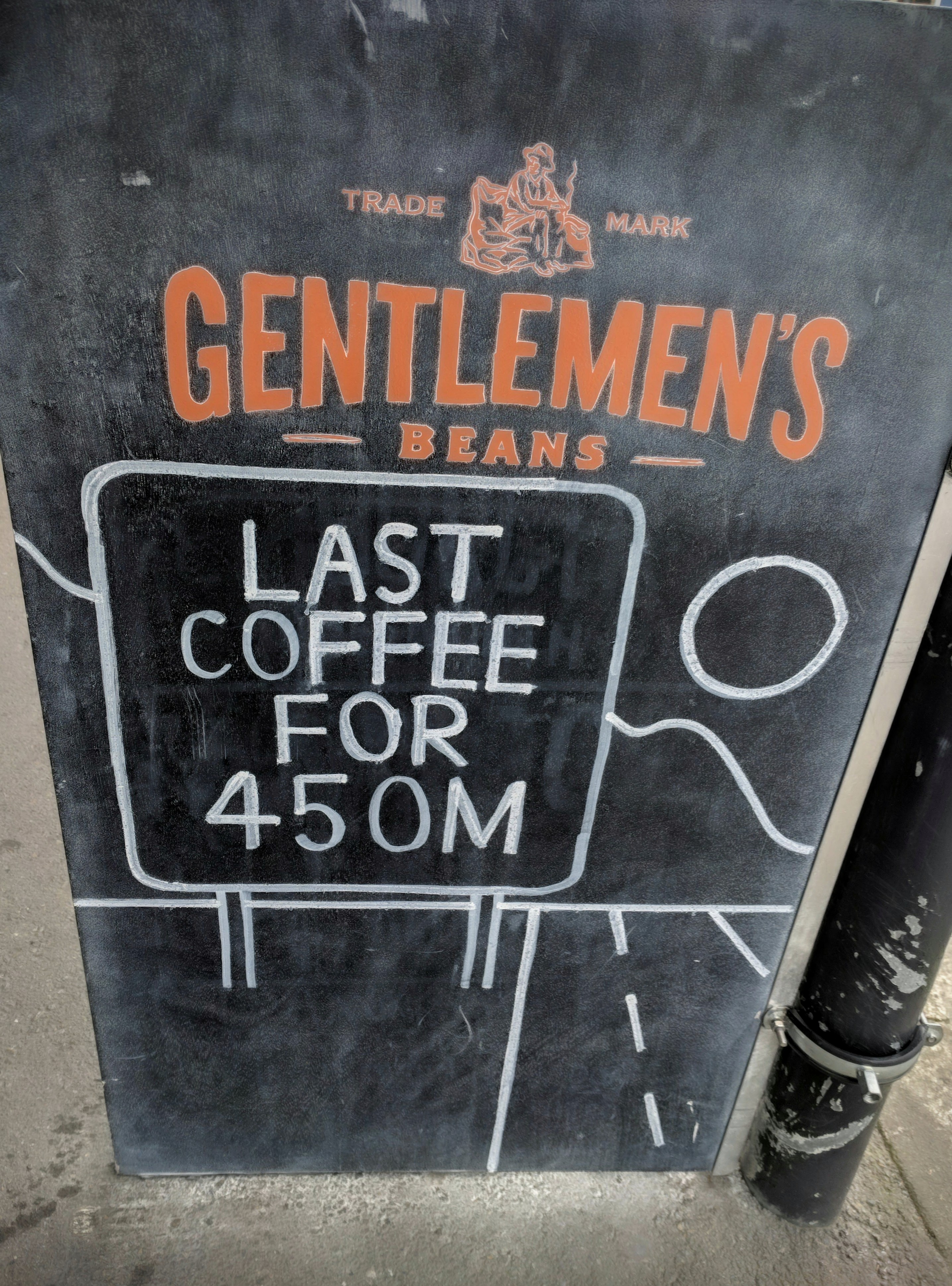 Humourous coffee shop sign, Wellington