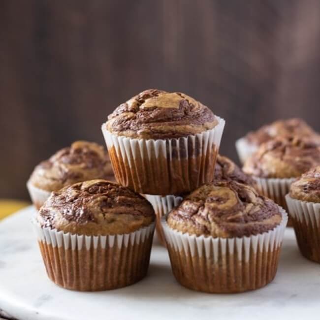Muffin Fit de microondas de chocolate com banana