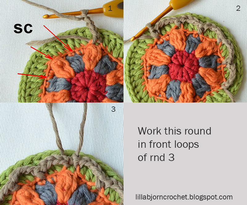 Block 9 from Circles of the Sun Mystery CAL (overlay crochet). Designed by LillaBjornCrochet