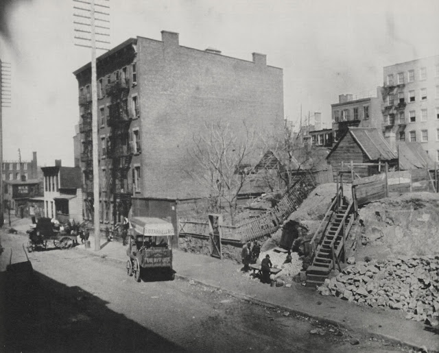 Hell's Kitchen and the Sebastopol slum (rocks) where many goats made their home before 1890. Perhaps some cats found refuge among the rocks and goats.  