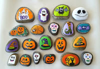 Decoración para Halloween con piedras pintadas